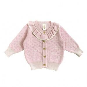 NEW TUN TUN girl's marlowe knit cardigan in pink